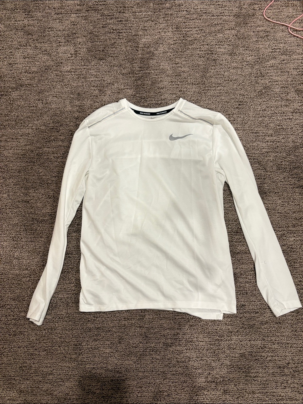 Nike White Long-Sleeve Athletic Dri-FIT Top